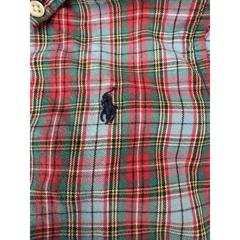 Ralph Lauren Boys 3T Plaid Button Down Shirt Blue Red Pony Logo Preppy Classic